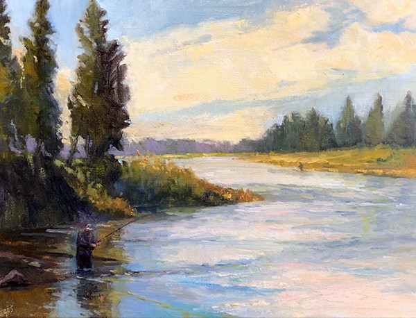 Working the River oil painting by Amy Evans