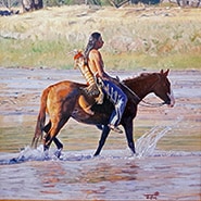Native American on horse painting