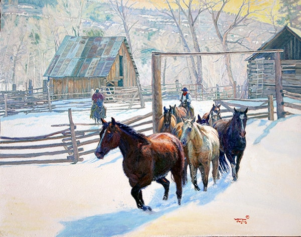 Early Snow, Time to Go painting by Wayne Justus