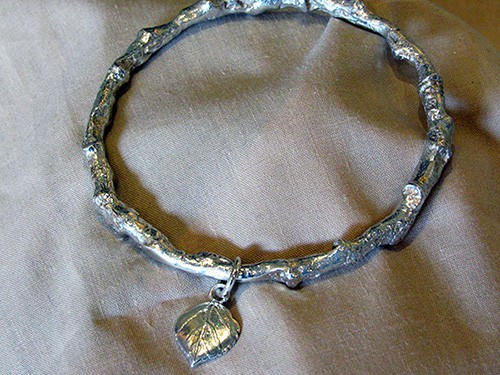 custom jewelry, leaf bangle