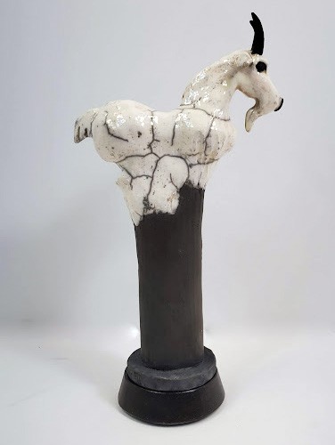 ceramic white goat by John booth