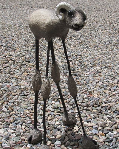 ram paper mache sculpture