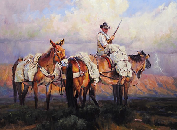 Thunder Mountain cowboy painting