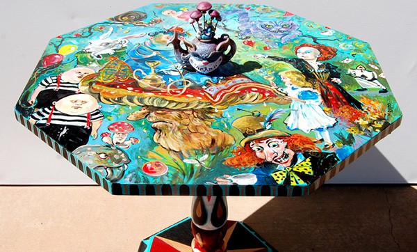 Alice in Wonderland painted table