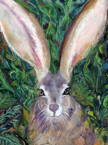 Rabbit in Woods pastel