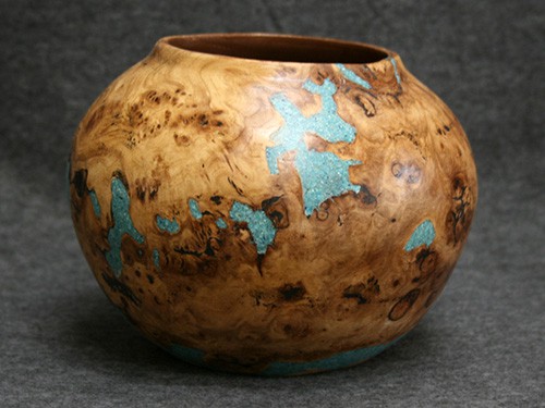 inlaid wood vase