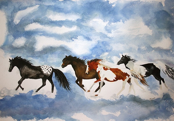 Cloud Runners horse watercolor